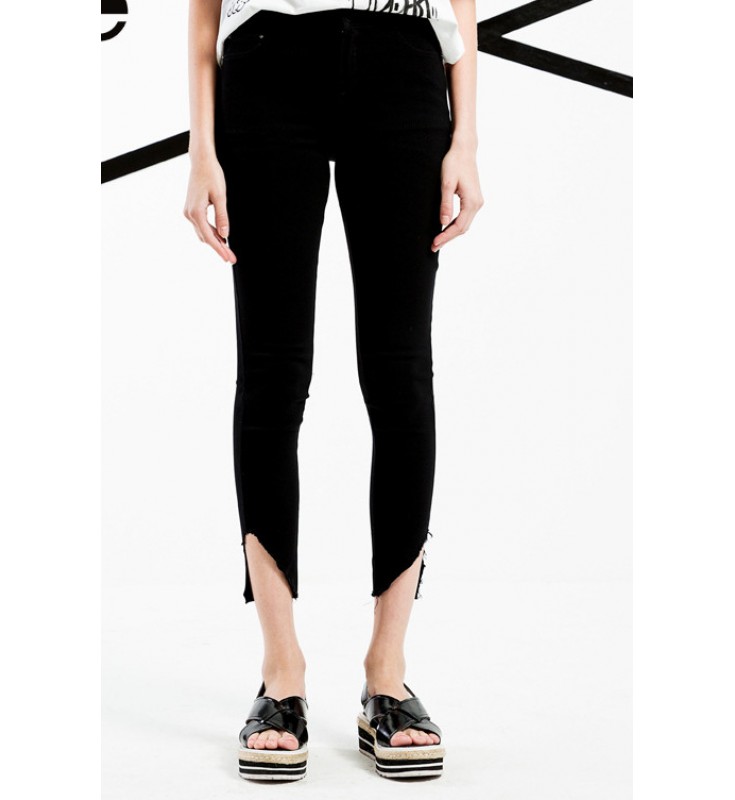 Black Plain Skinny Leg Pants