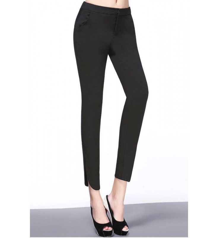 Black Slit Skinny Leg Pants