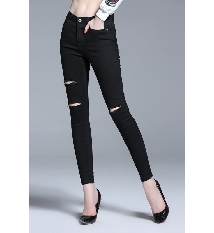 Black Ripped Skinny Denim Pants