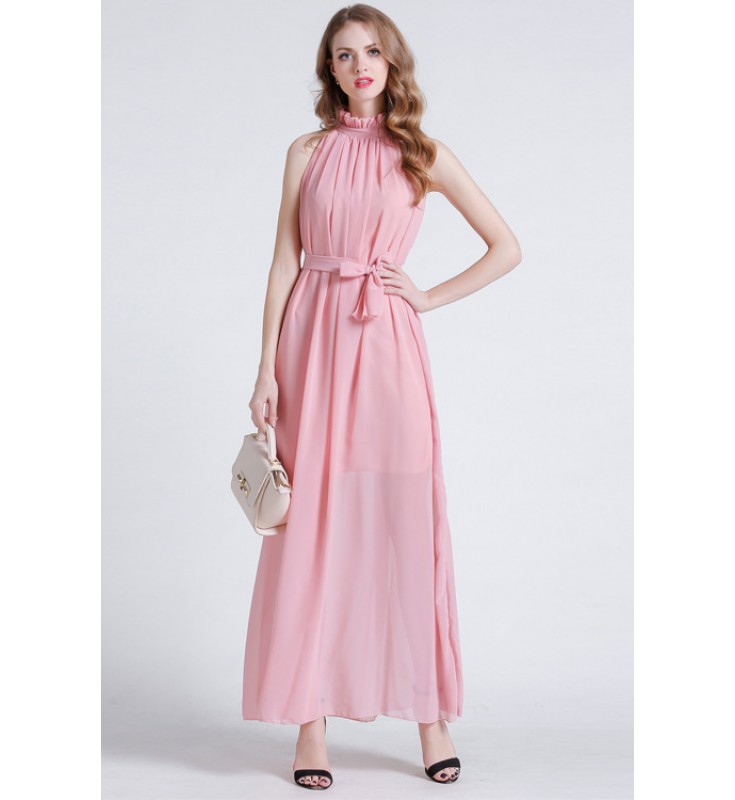 Pink Sleeveless Maxi Dress