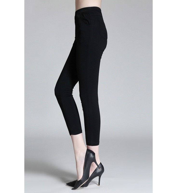 Black Solid Color Skinny Pants