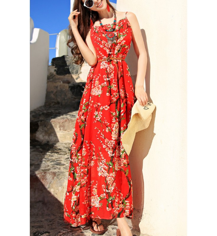 Red Cami Dress with Sash