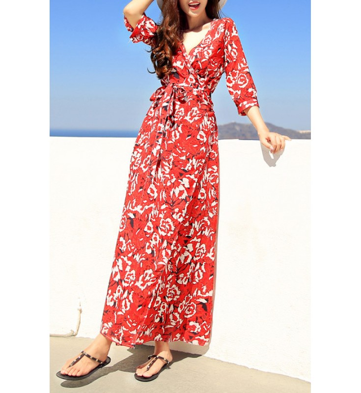 Red Floral Maxi Dress