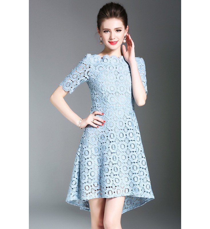 Light Blue High Low Lace Dress